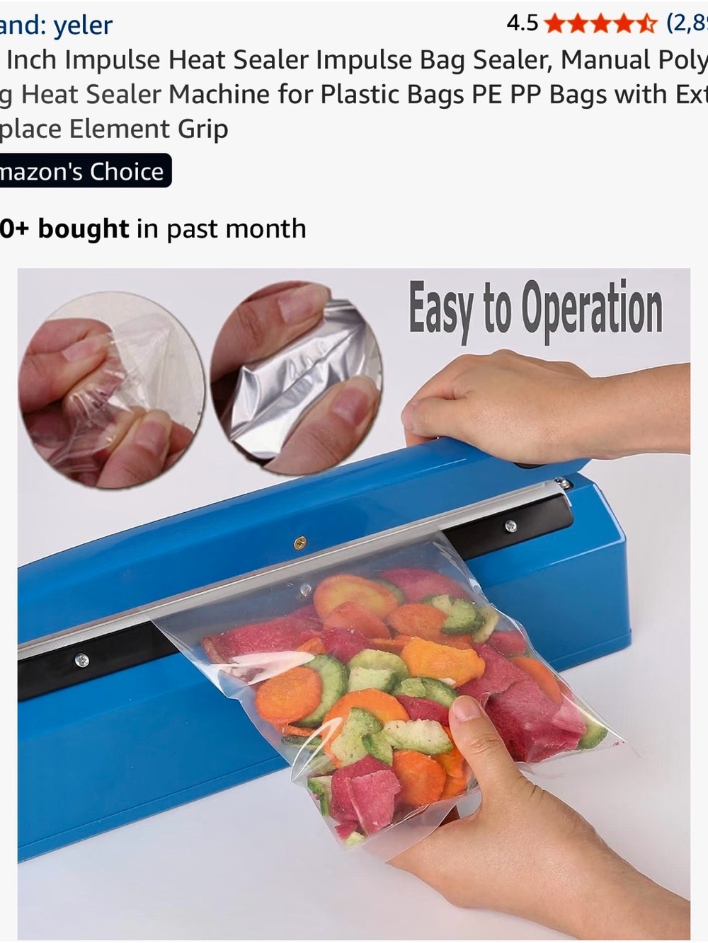 Blue Impulse Heat Sealer - Manual Bag Sealing Machine